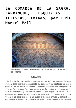 LA COMARCA DE LA SAGRA, CARRANQUE, ESQUIVIAS E ILLESCAS, Toledo, Por Luis Manuel Moll