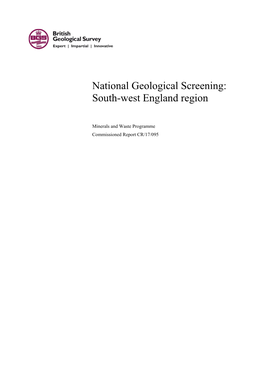 National Geological Screening: South-West England Region
