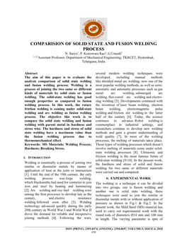 Comparision of Solid State and Fusion Welding Process N