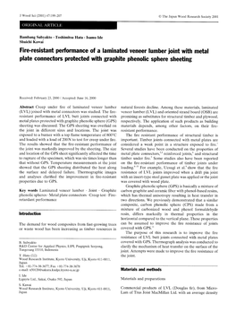 Fire-Resistant Performance of a Laminated Veneer Lumber Joint with Metal Plate Connectors Protected with Graphite Phenolic Sphere Sheeting