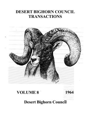 DESERT BIGHORN COUNCIL TRANSACTIONS VOLUME 8 A