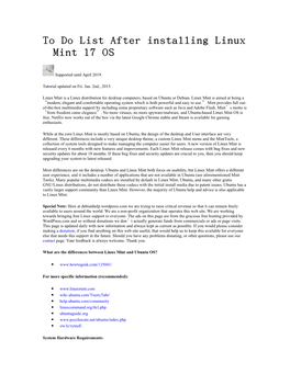 To Do List After Installing Linux Mint 17 OS
