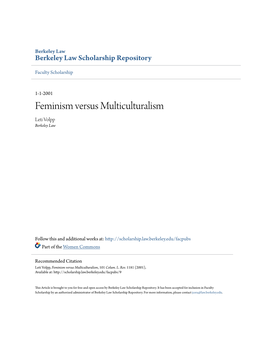 Feminism Versus Multiculturalism Leti Volpp Berkeley Law