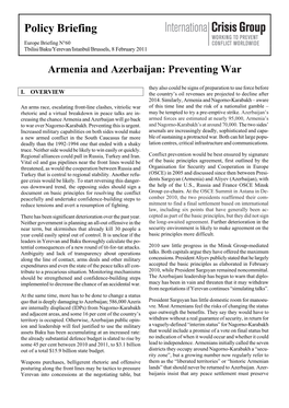 Armenia and Azerbaijan: Preventing War
