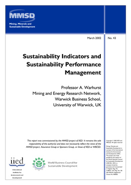 Sustainability Indicators and Sustainability Performance Management