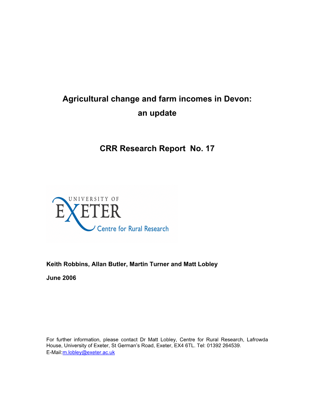 The Nature of Agricultural Change in Devon: Evidence from the Agricultural Census