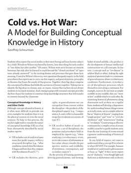 Cold Vs. Hot War: a Model for Building Conceptual Knowledge in History Geoffrey Scheurman