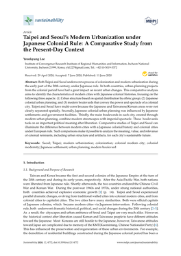 Taipei and Seoul's Modern Urbanization Under