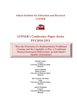 ATINER's Conference Paper Series PSY2018-2553