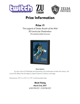 Zuthon Prize Information