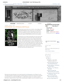 EYEHATEGOD: "Live" DVD Review (MVD Visual) ~ Brooklynrocks