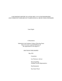 An Autoethnography and Community Research of Naming Sexual Abuse in Relationships