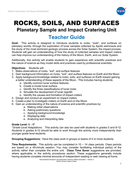 Rocks, Soils and Surfaces: Teacher Guide