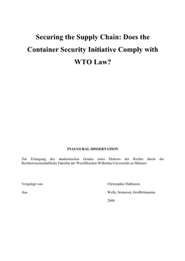 Does the Container Security Initiative Comply with WTO Law?