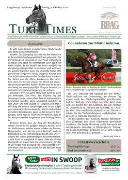 Turf-Times Der Deutsche Newsletter Für Vollblutzucht & Rennsport Mit Dem Galopp-Portal Unter