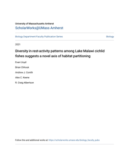 Diversity in Rest-Activity Patterns Among Lake Malawi Cichlid Fishes Suggests a Novel Axis of Habitat Partitioning