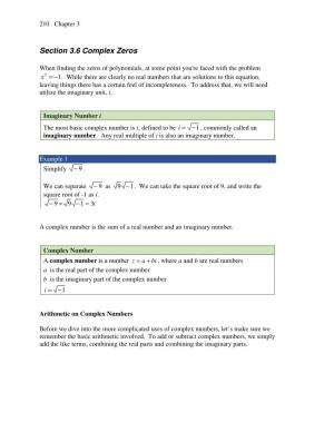 Section 3.6 Complex Zeros