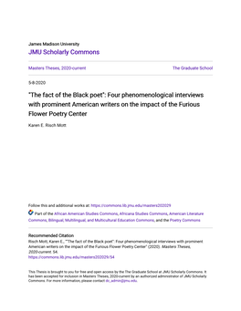 "The Fact of the Black Poet": Four Phenomenological Interviews with Prominent American Writers on the Impact of the Furious Flower Poetry Center