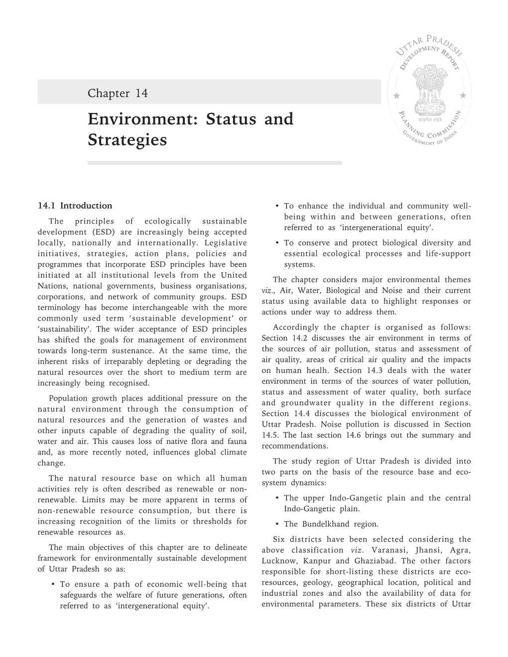 Environment: Status and Strategies