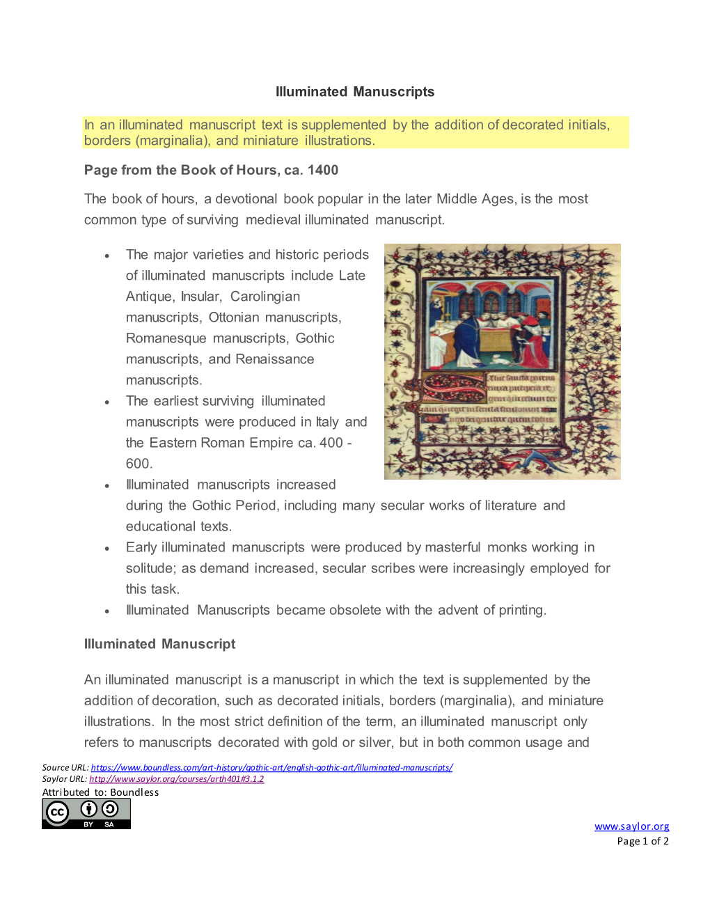 Illuminated Manuscripts in an Illuminated Manuscript Text Is