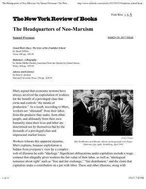 The Headquarters of Neo-Marxism | by Samuel Freeman | the New