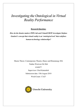 Investigating the Ontological in Virtual Reality Performance