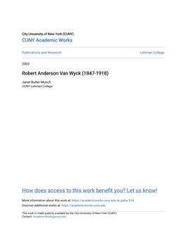 Robert Anderson Van Wyck (1847-1918)