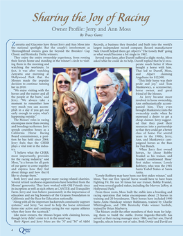 Sharing the Joy of Racing Owner Profile: Jerry and Ann Moss by Tracy Gantz