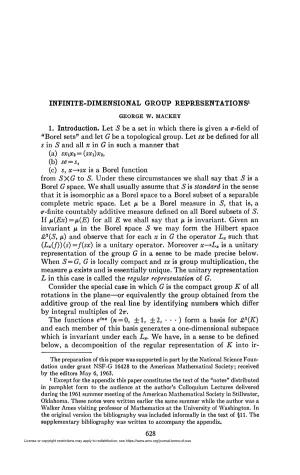 Infinite-Dimensional Group Representations1