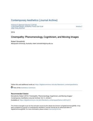 Phenomenology, Cognitivism, and Moving Images