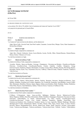 LOI 132.15 Sur Le Découpage Territorial (Ldecter) Du 30 Mai 2006