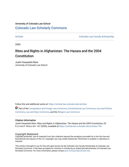 The Hazara and the 2004 Constitution