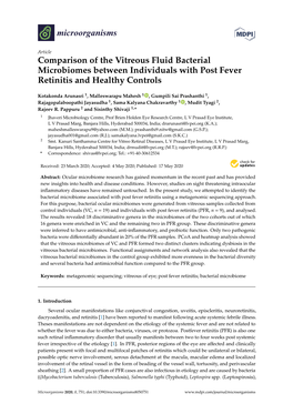 Comparison of the Vitreous Fluid Bacterial Microbiomes Between Individuals with Post Fever Retinitis and Healthy Controls