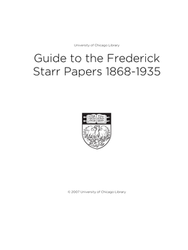 Guide to the Frederick Starr Papers 1868-1935