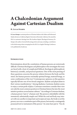 A Chalcedonian Argument Against Cartesian Dualism R