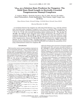 1Jwsn As a Solution State Predictor for Tungsten-Tin Solid State Bond