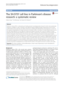 The SH-SY5Y Cell Line in Parkinson's Disease Research