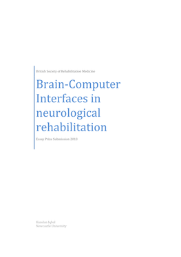 Brain-Computer Interfaces in Neurological Rehabilitation