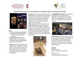 Paleolithic Excavations in the Swabian Jura, Between May 3Rd and August 13Th 2021
