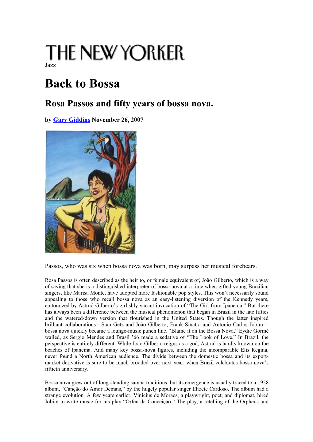 Bossa Rosa Passos and Fifty Years of Bossa Nova