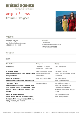 Angela Billows Costume Designer