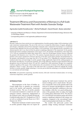 Treatment Efficiency and Characteristics of Biomass in a Full-Scale Wastewater Treatment Plant with Aerobic Granular Sludge