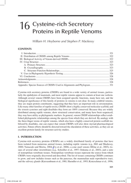 Cysteine-Rich Secretory Proteins in Reptile Venoms 323
