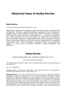 Historical Uses of Gutta-Percha