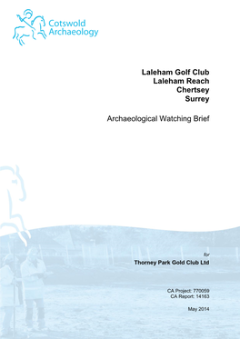 Laleham Golf Club Laleham Reach Chertsey Surrey Archaeological