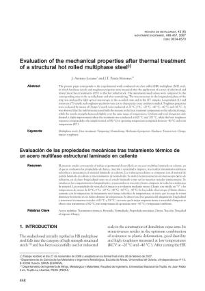 Evaluation of the Mechanical Properties After Thermal Treatment of a Structural Hot Rolled Multiphase Steel(·)