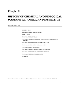 Chapter 2 HISTORY of CHEMICAL and BIOLOGICAL WARFARE