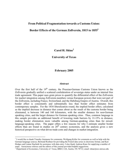 "From Political Fragmentation Towards the Nation State: Border Effects Of