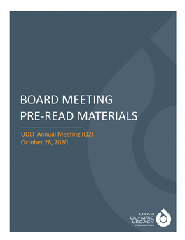 Board Meeting Pre-Read Materials
