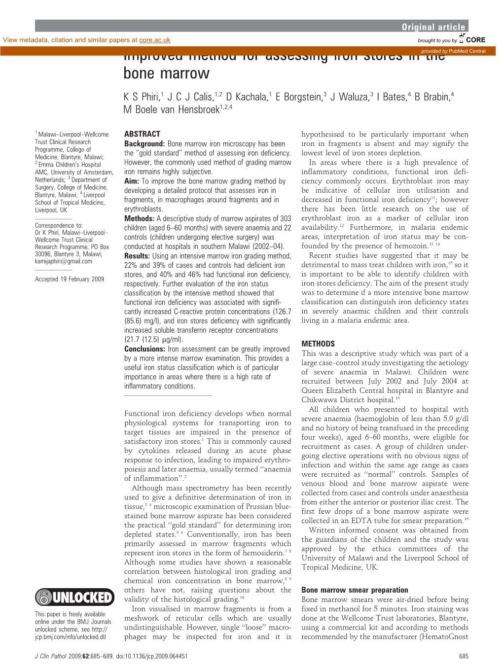 Improved Method for Assessing Iron Stores in the Bone Marrow